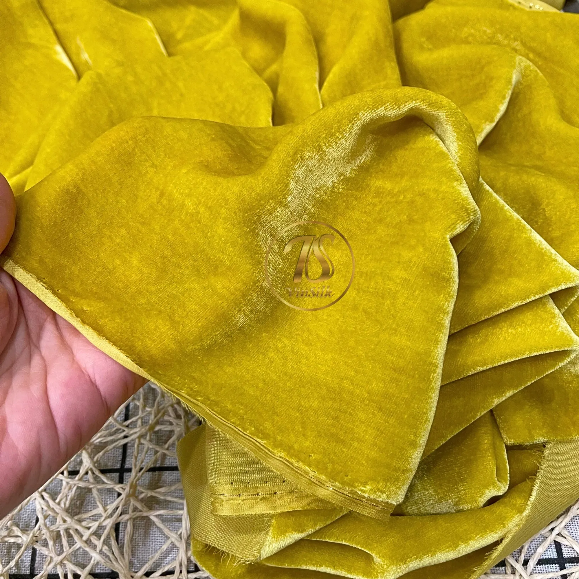 100% MULBERRY SILK VELVET fabric by the yard - Luxury Silk Velvet for Dress, Skirt, High End Garment - Silk apparel fabric - Yellow silk velvet