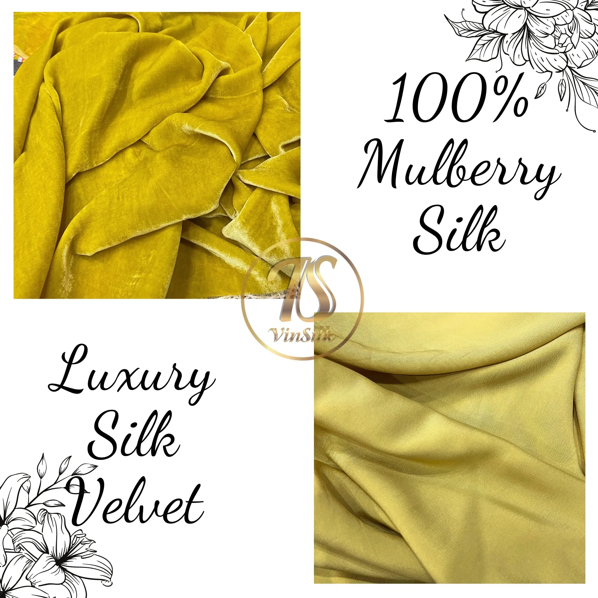 100% MULBERRY SILK VELVET fabric by the yard - Luxury Silk Velvet for Dress, Skirt, High End Garment - Silk apparel fabric - Yellow silk velvet