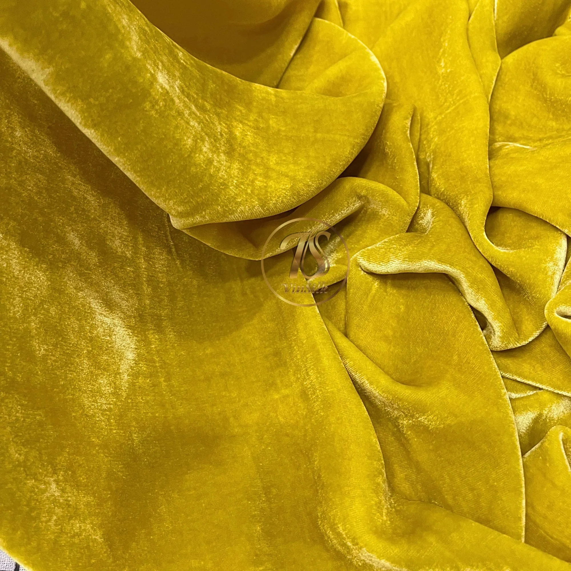 100% MULBERRY SILK VELVET fabric by the yard - Luxury Silk Velvet for Dress, Skirt, High End Garment - Silk apparel fabric - Yellow silk velvet