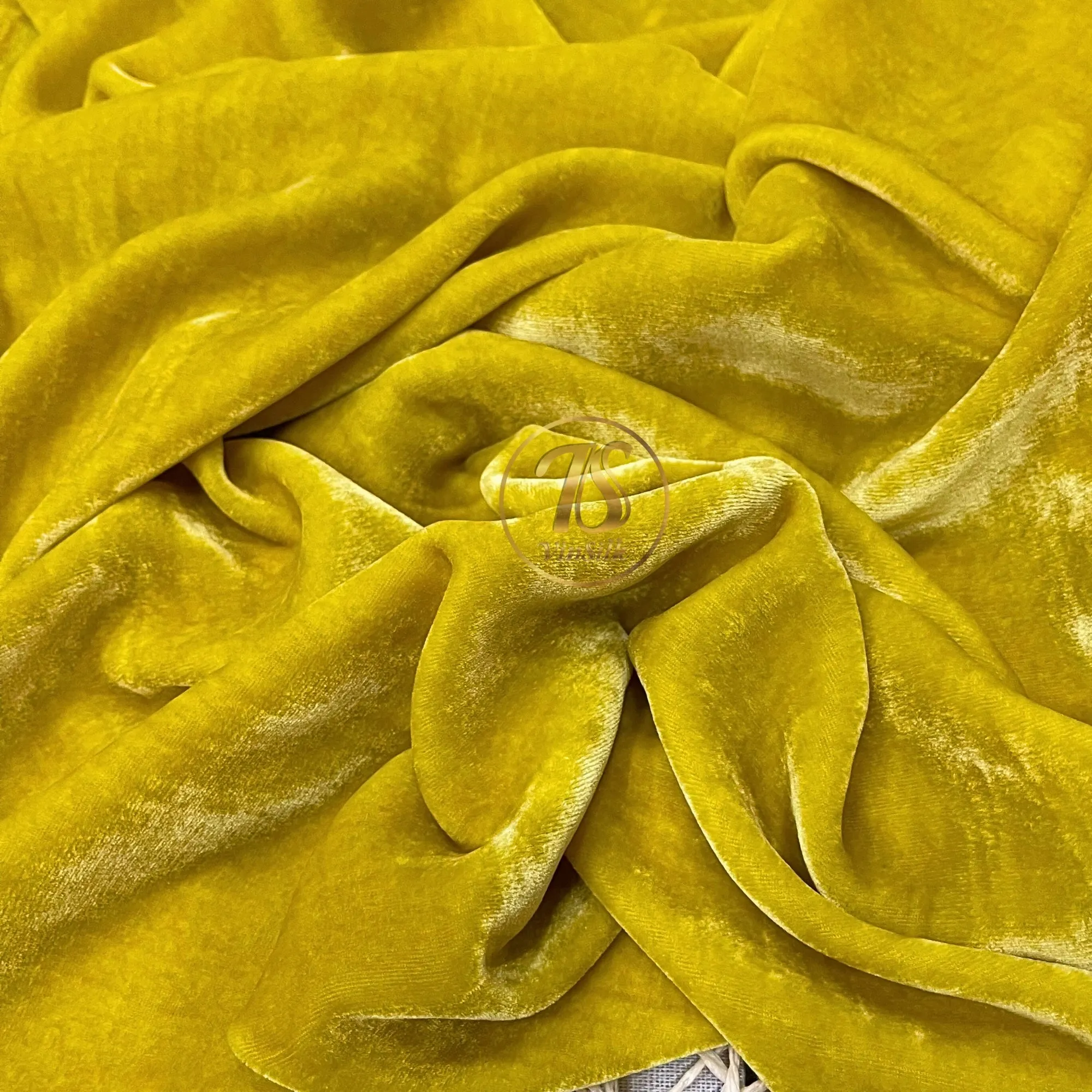 100% MULBERRY SILK VELVET fabric by the yard - Luxury Silk Velvet for Dress, Skirt, High End Garment - Silk apparel fabric - Yellow silk velvet