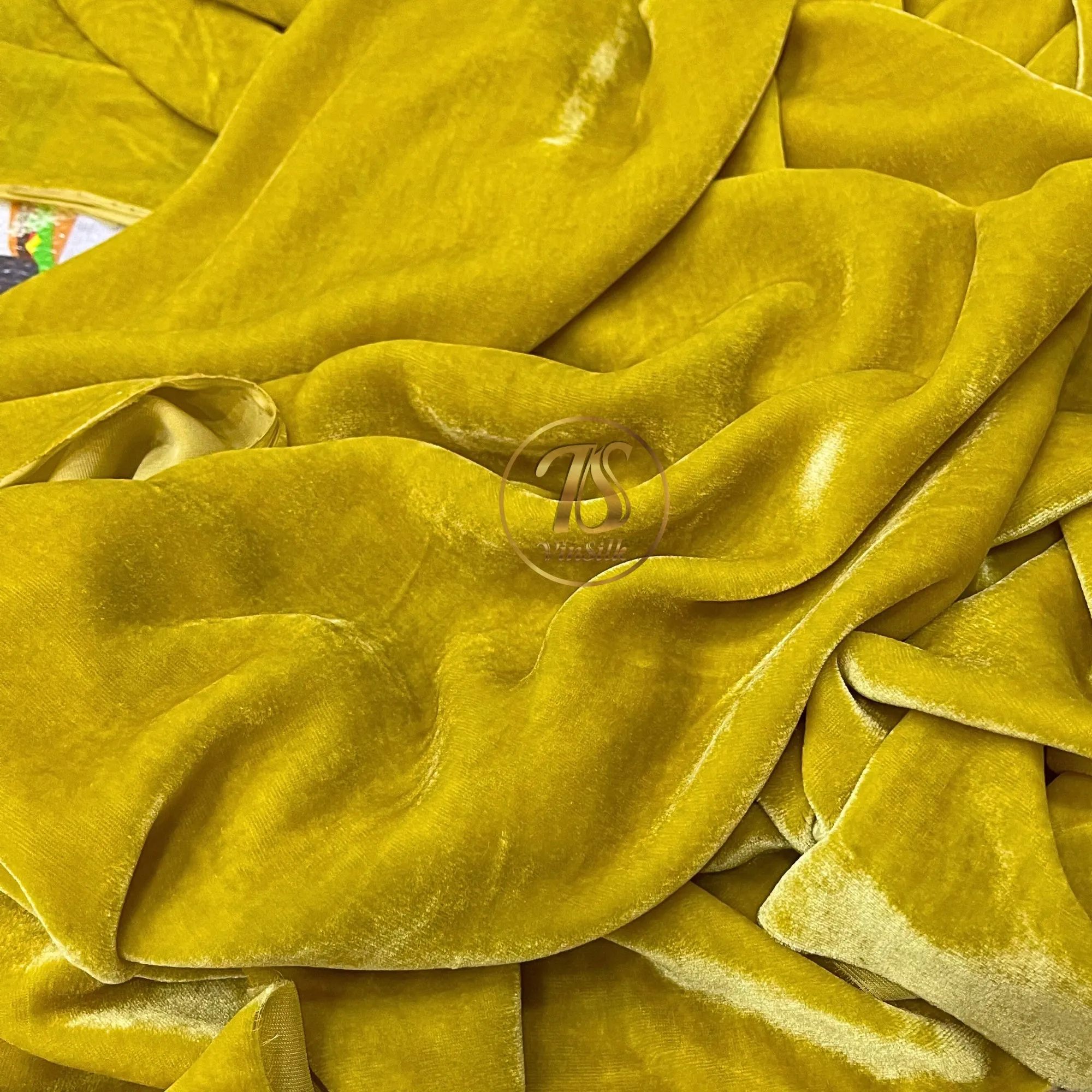 100% MULBERRY SILK VELVET fabric by the yard - Luxury Silk Velvet for Dress, Skirt, High End Garment - Silk apparel fabric - Yellow silk velvet