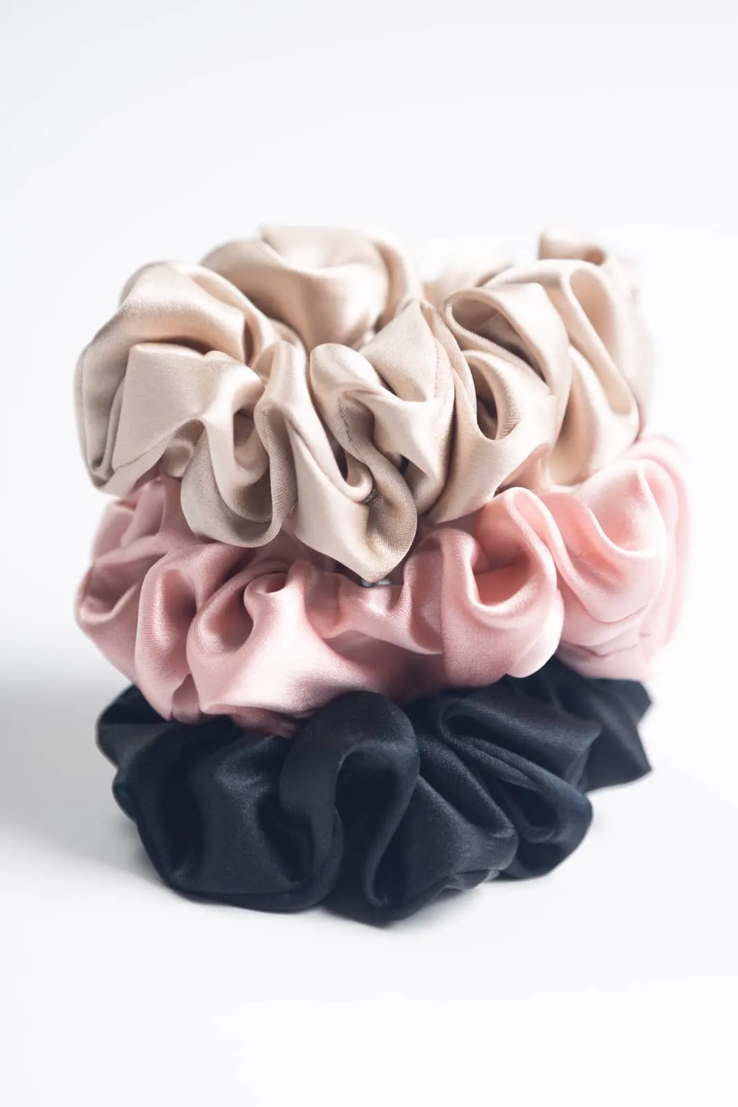 100% Pure Mulberry Silk Hair Scrunchies with Gift Box - Set of 3 Large Hair Ties