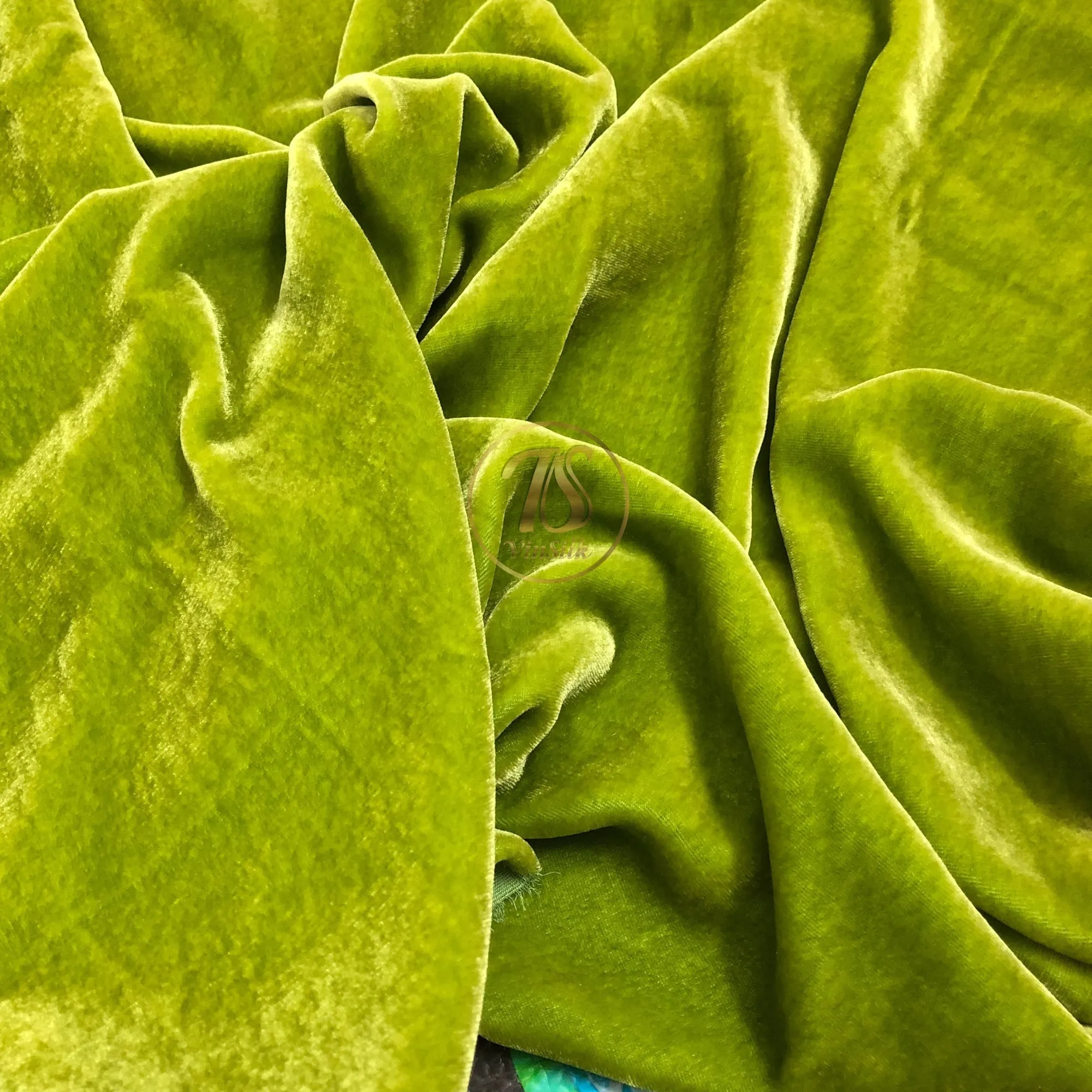 100% Pure Mulberry Silk Velvet Fabric - Luxury Silk Velvet - Silk for sewing - Green and yellow silk velvet