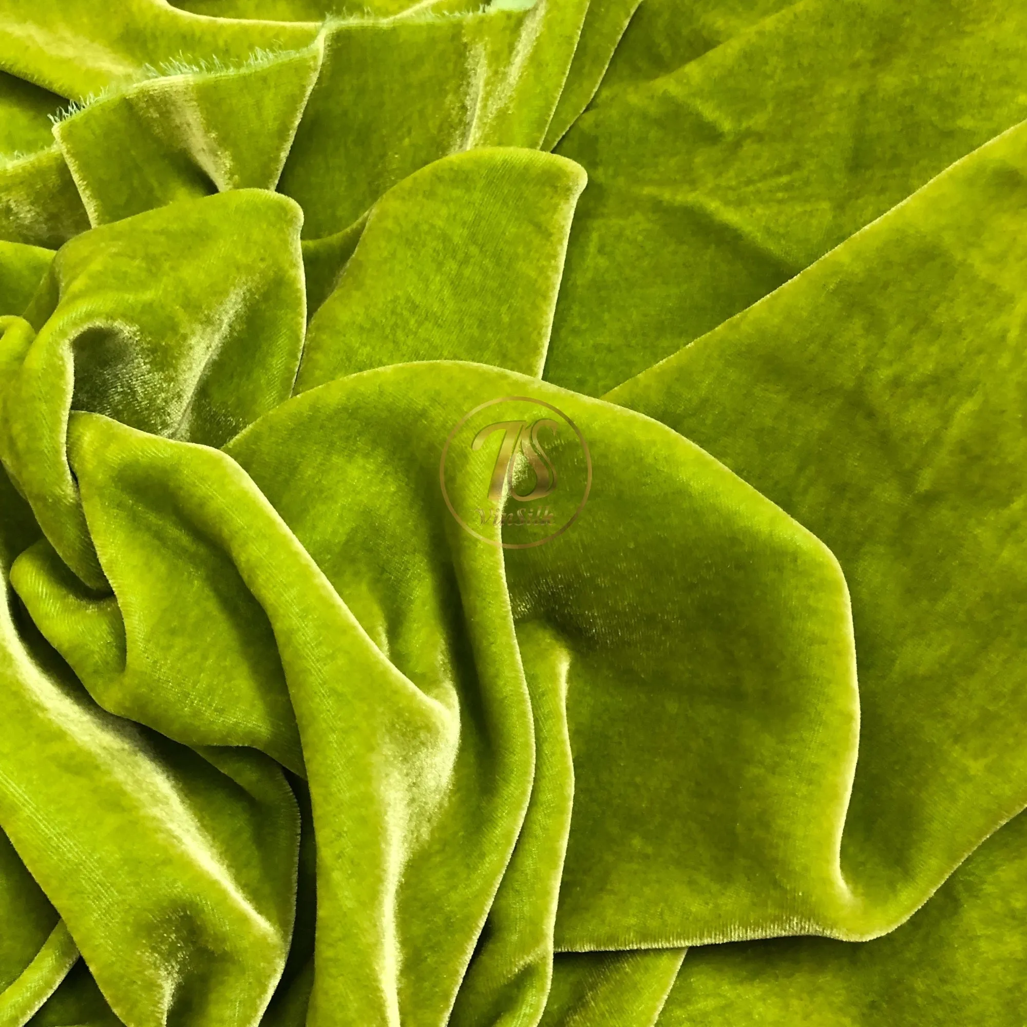 100% Pure Mulberry Silk Velvet Fabric - Luxury Silk Velvet - Silk for sewing - Green and yellow silk velvet