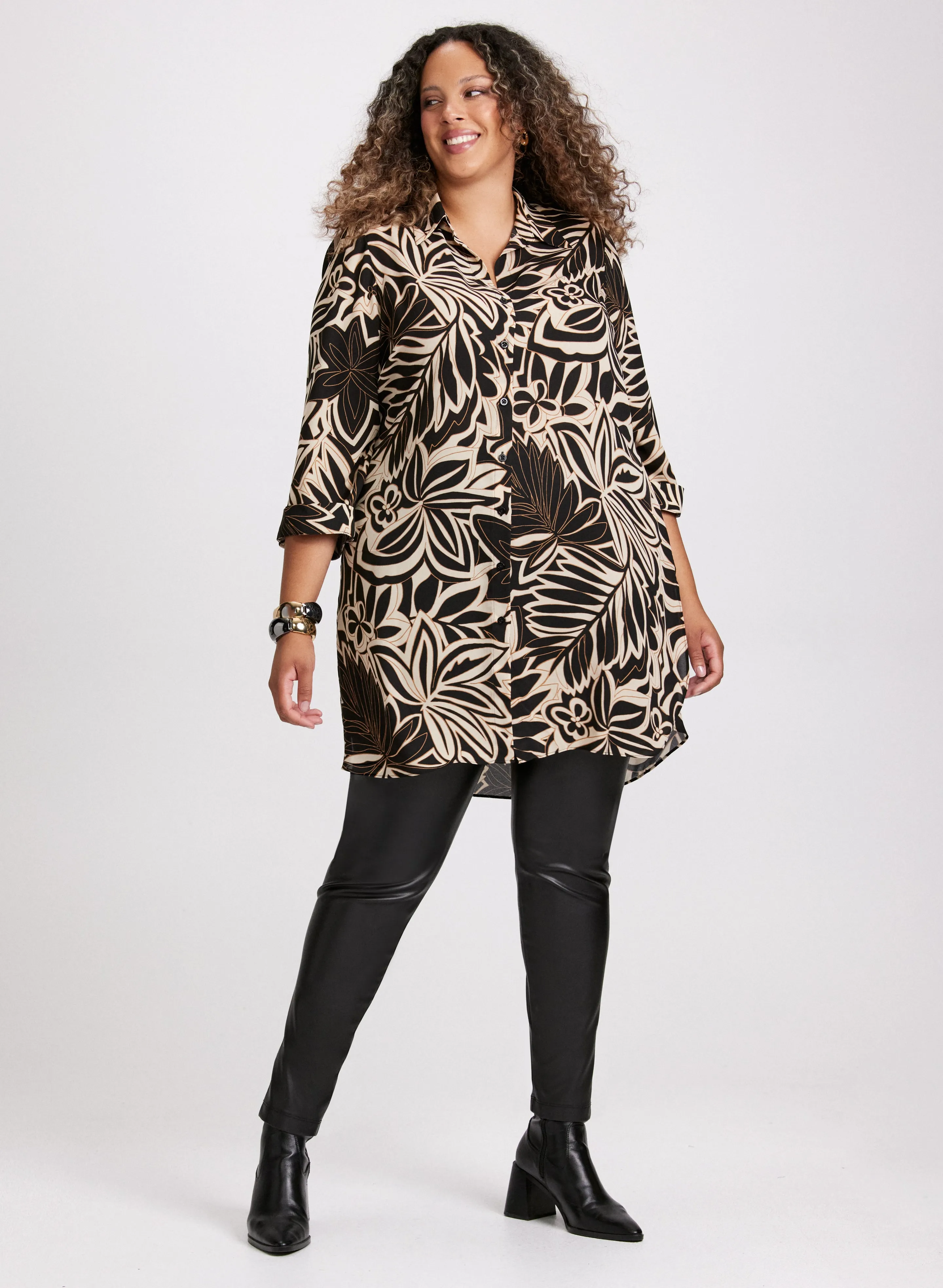 Abstract Leaf Print Blouse