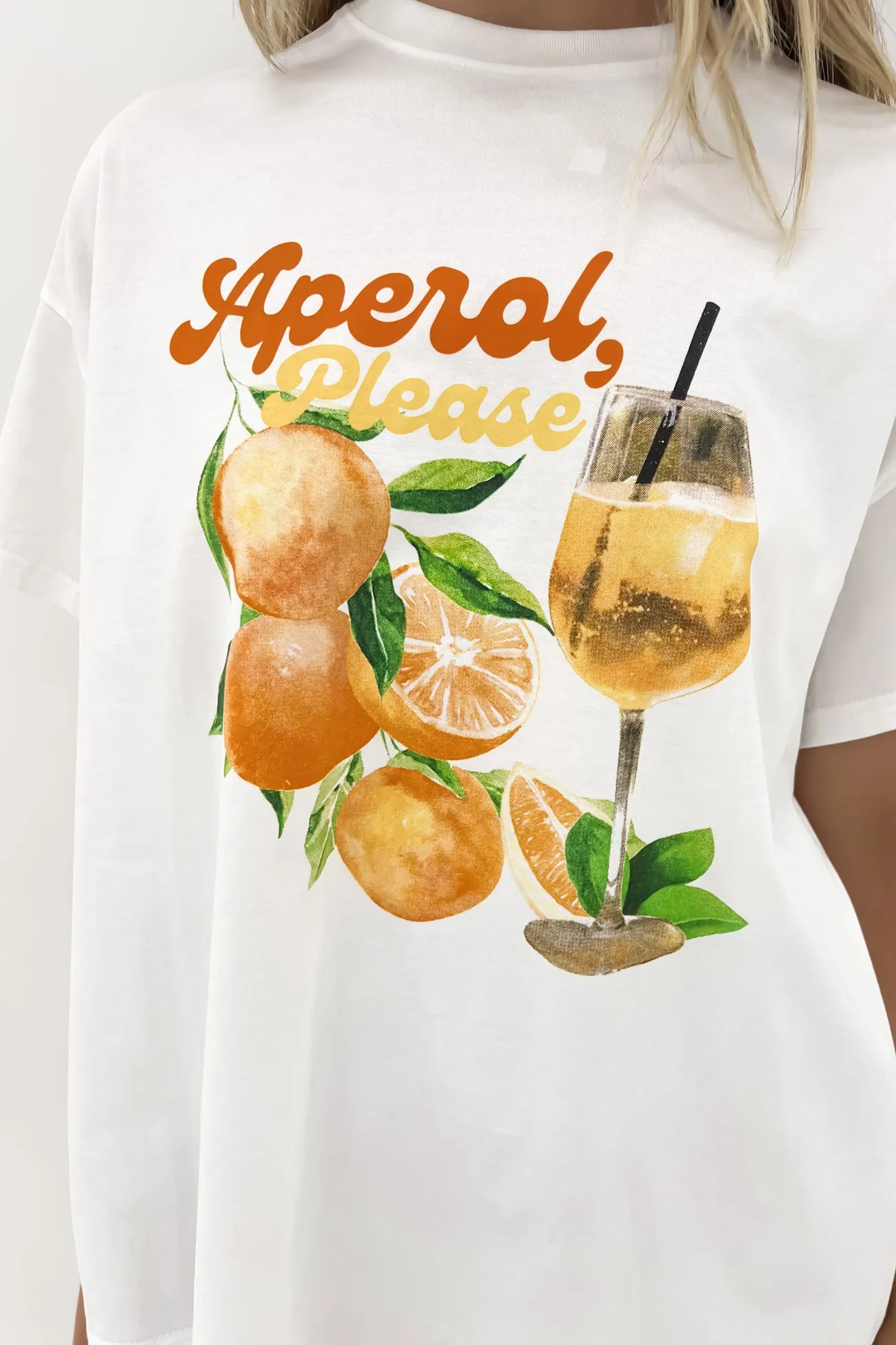 Aperol Please Tee White