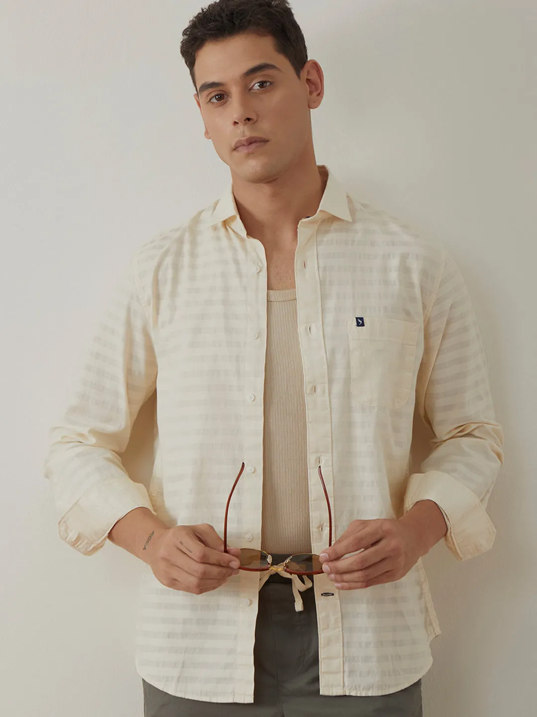 Beige Striped Shirt