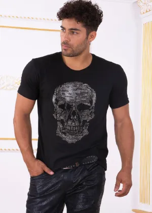 Black Silver Skull Rhinestone Tee