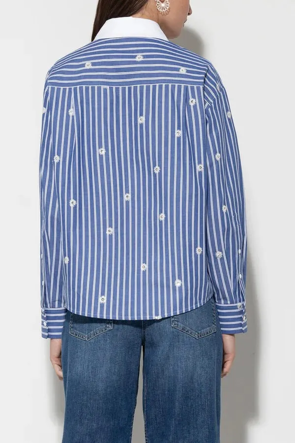 Blue Stripe Sequin Detail Shirt