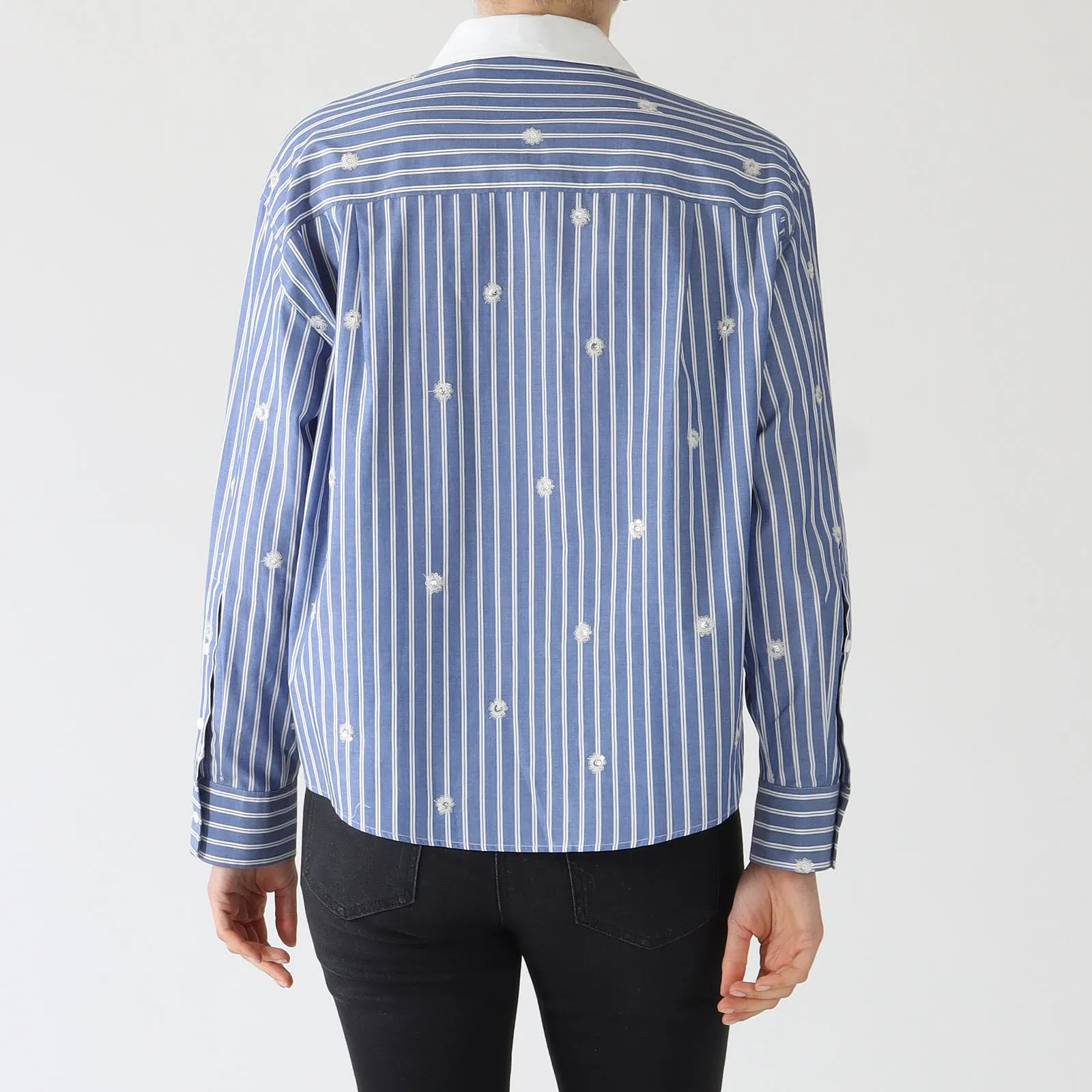 Blue Stripe Sequin Detail Shirt