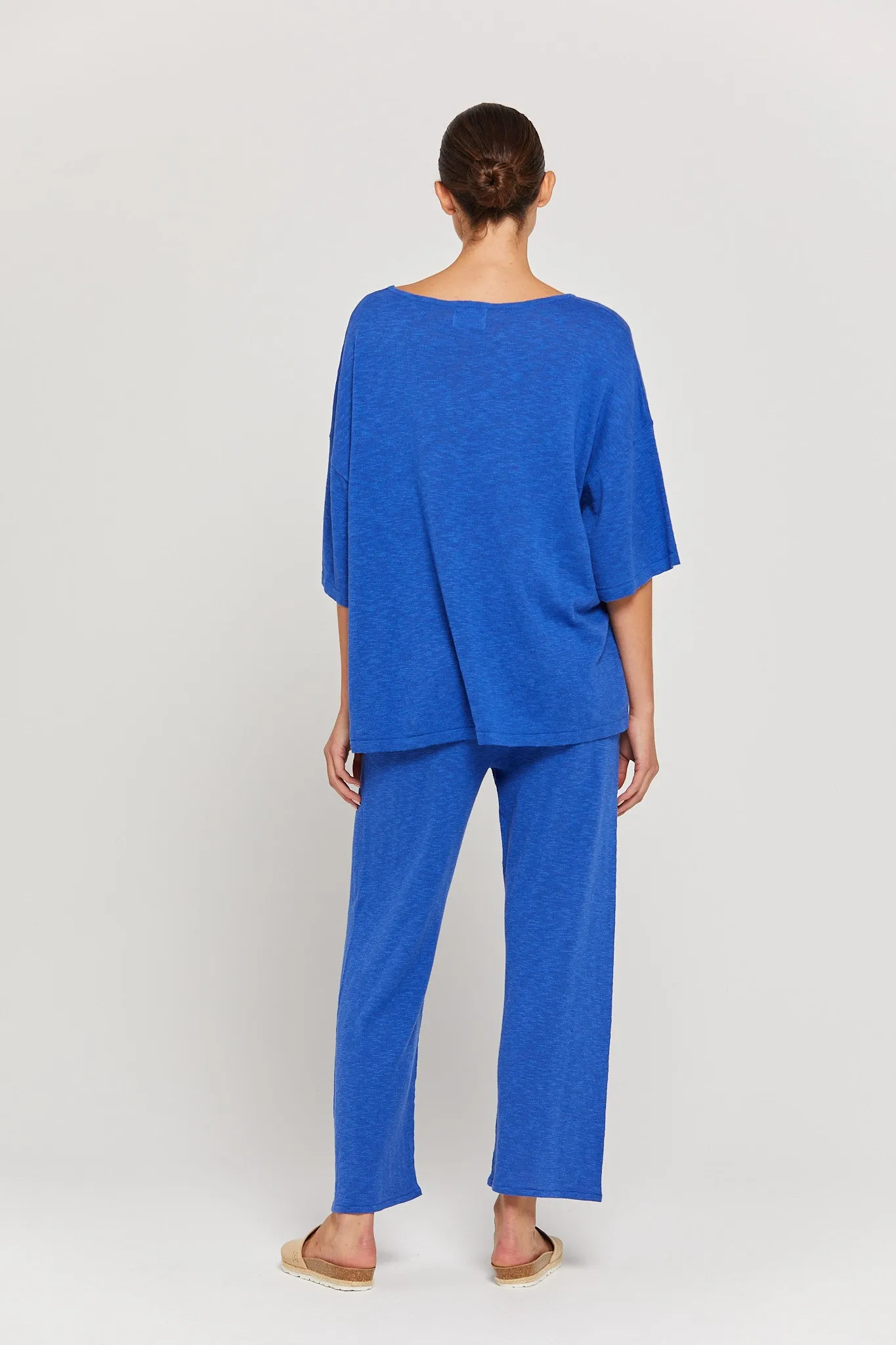 BY RIDLEY Womens Savannah Linen Top - Royal Blue