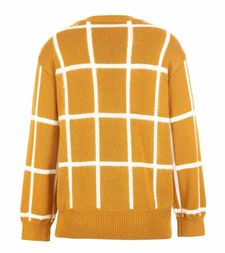 Checker Threaded Cuff Wide Sweater