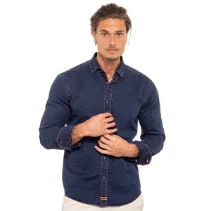 Copper Stitch Denim Jacquard Button Down Shirt