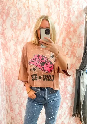 Cowgirl Acid Wash Crop Tee