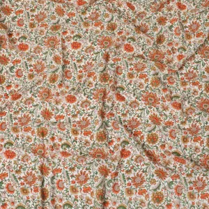 Cream Premium pure silk crepe fabric with multicolor print in floral design-D16706