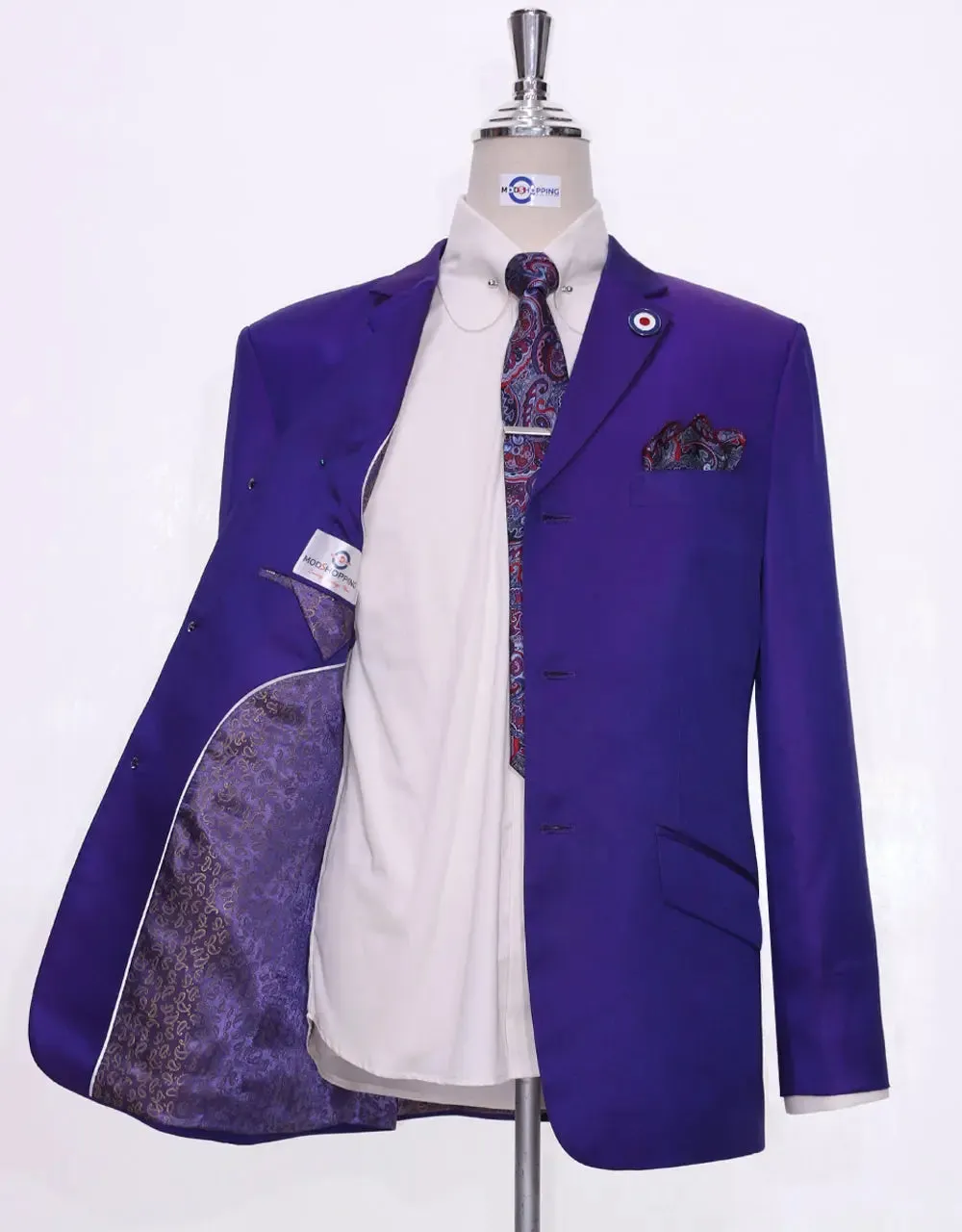 Dark Purple and Red Two Tone Suit