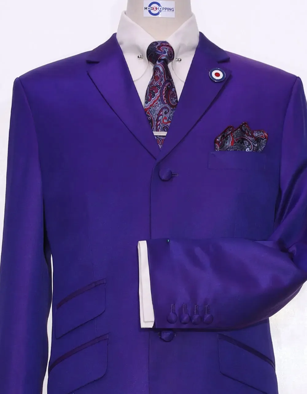 Dark Purple and Red Two Tone Suit