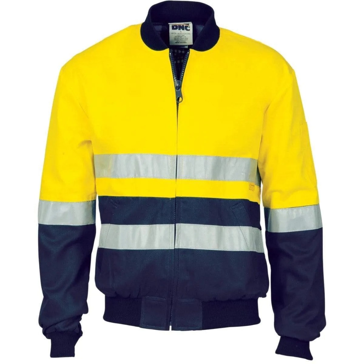 Dnc Workwear Hi-vis Two-tone D/n Cotton Bomber Jacket With 3m Reflective Tape - 3758