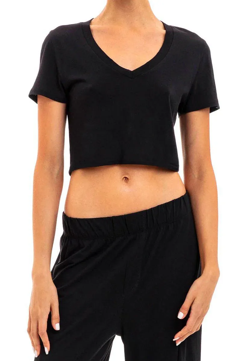 ETERNE~ Cropped V neck tshirt