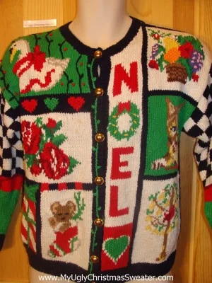 Funny 80s BEST Ugly Christmas Sweater Bears, Cat