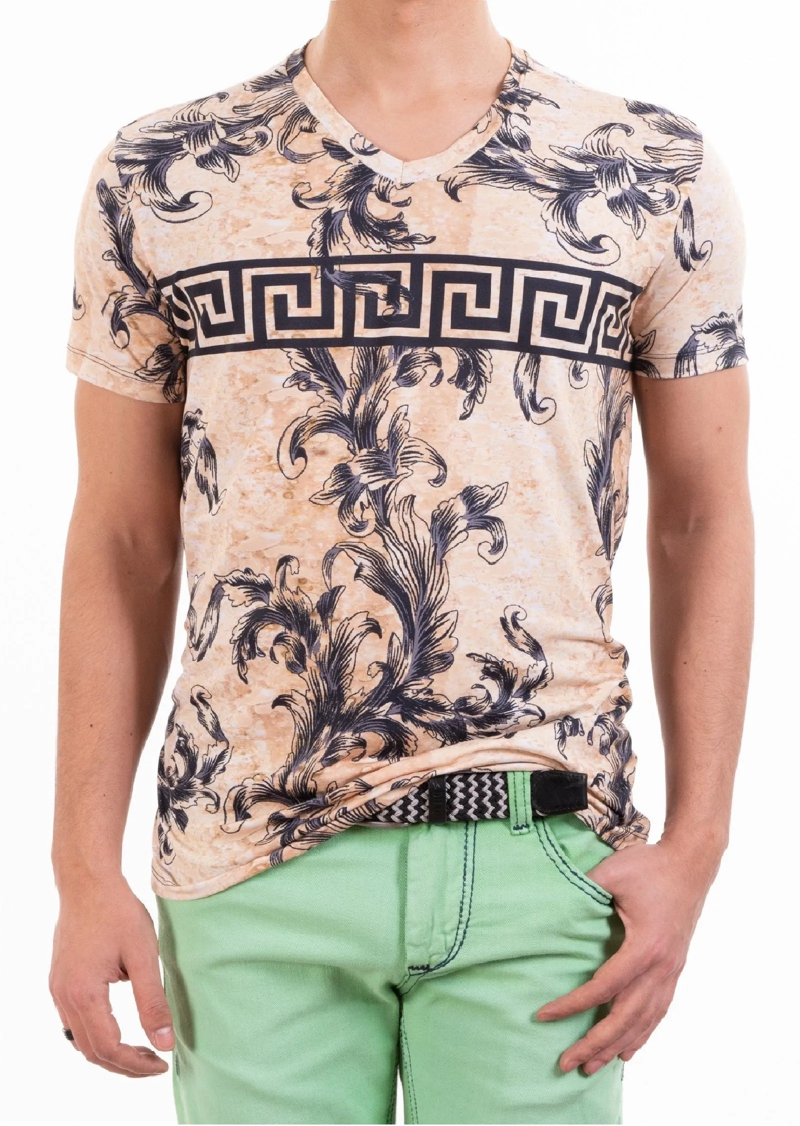 Gold Barocco Meander Print Tee