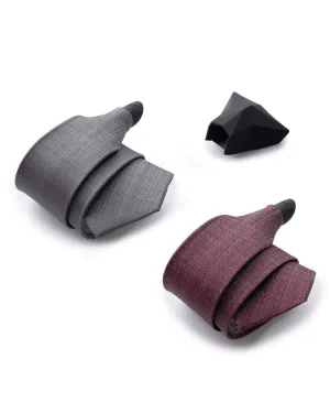 Grey Silk & Dark Red Silk- 2 TIE SET