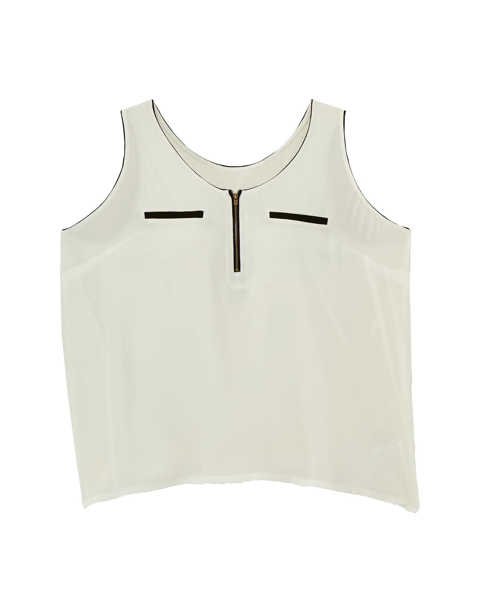 Hilary Zip Detail Tank | Ivory / Black