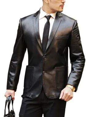 JE .Fashion Leather Coat In Black Blazer Men Office Purpose