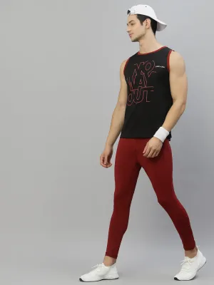 JUMP USA Men Black & Red Printed Polyester Sleeveless Tank T-shirt