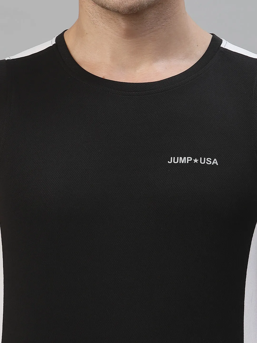 JUMP USA Men Black-White Rapid Dry Training Tank T-Shirt