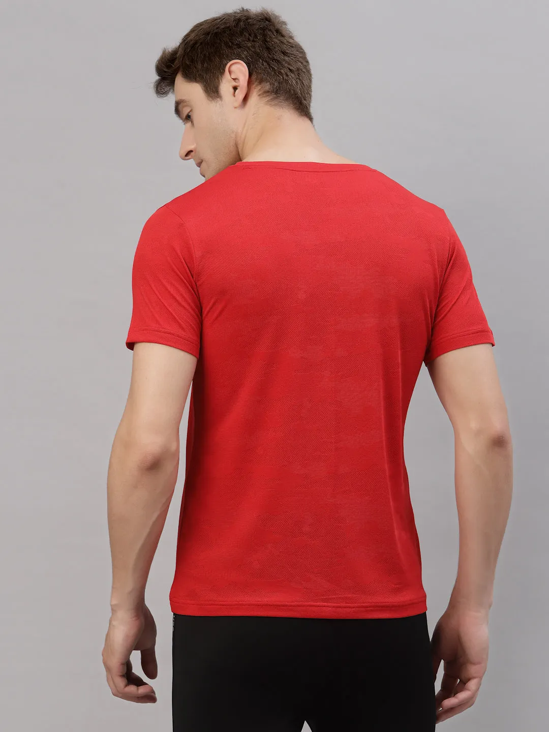 JUMP USA Men Red Round Neck Short Sleeves T-Shirt