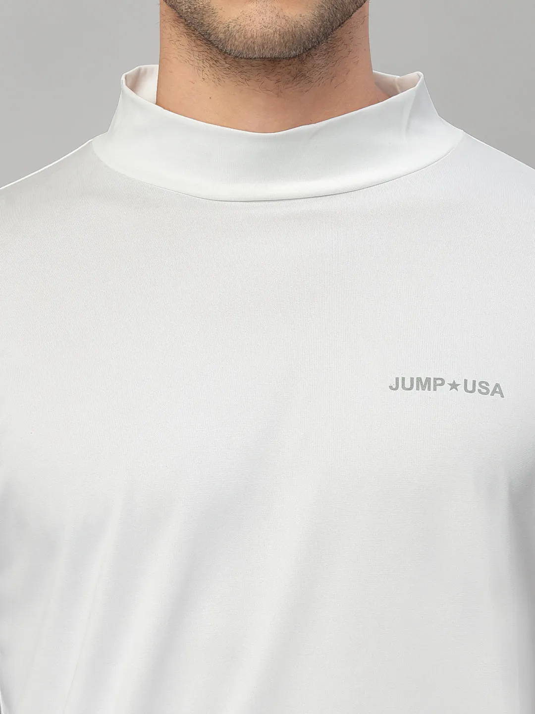 JUMP USA Men's Solid Yoga Seamless High Neck T-shirt