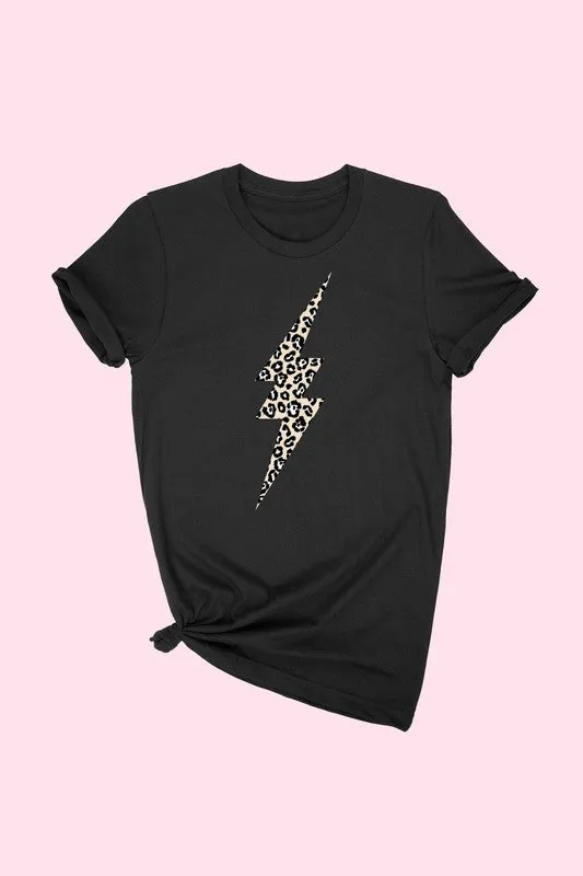 Leopard Lightning Graphic T-Shirt-Black