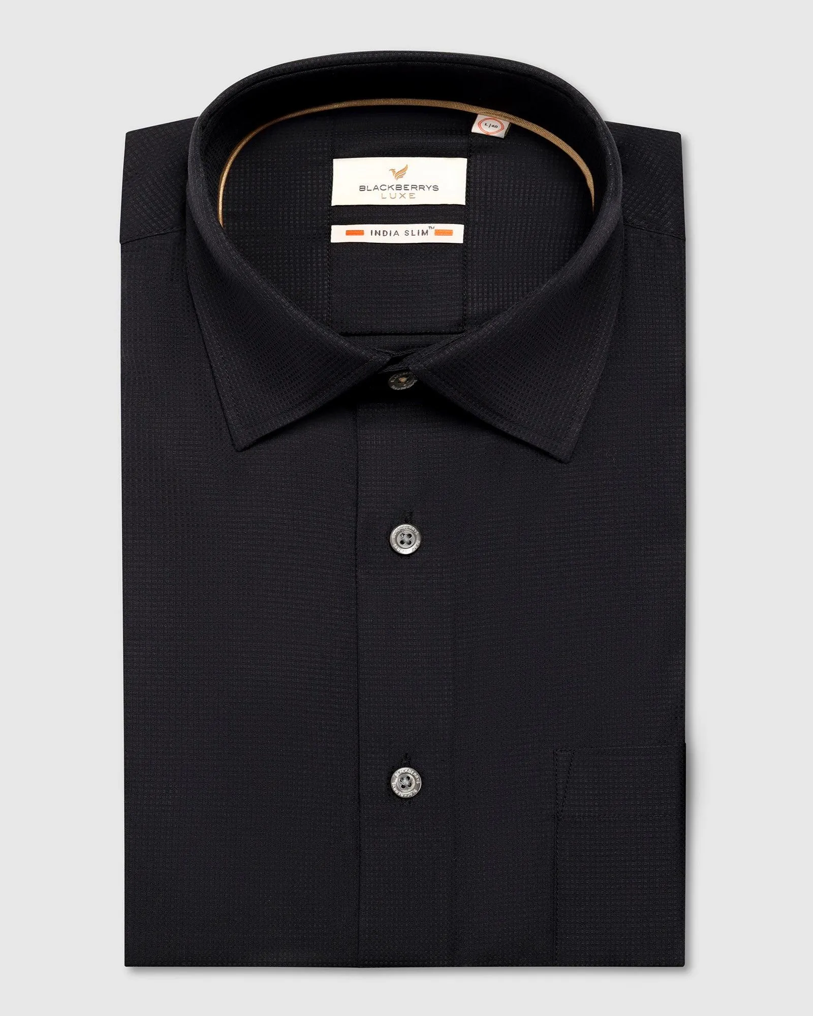 Luxe Formal Black Textured Shirt - Hazel