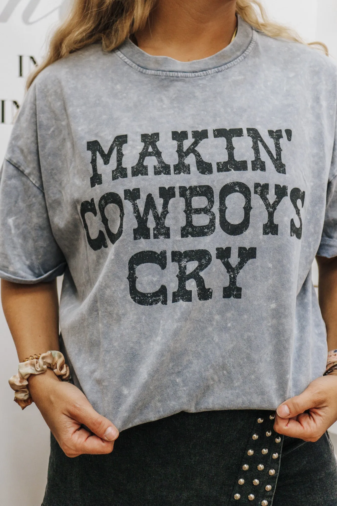 Makin' Cowboys Cry Grey Graphic Tee