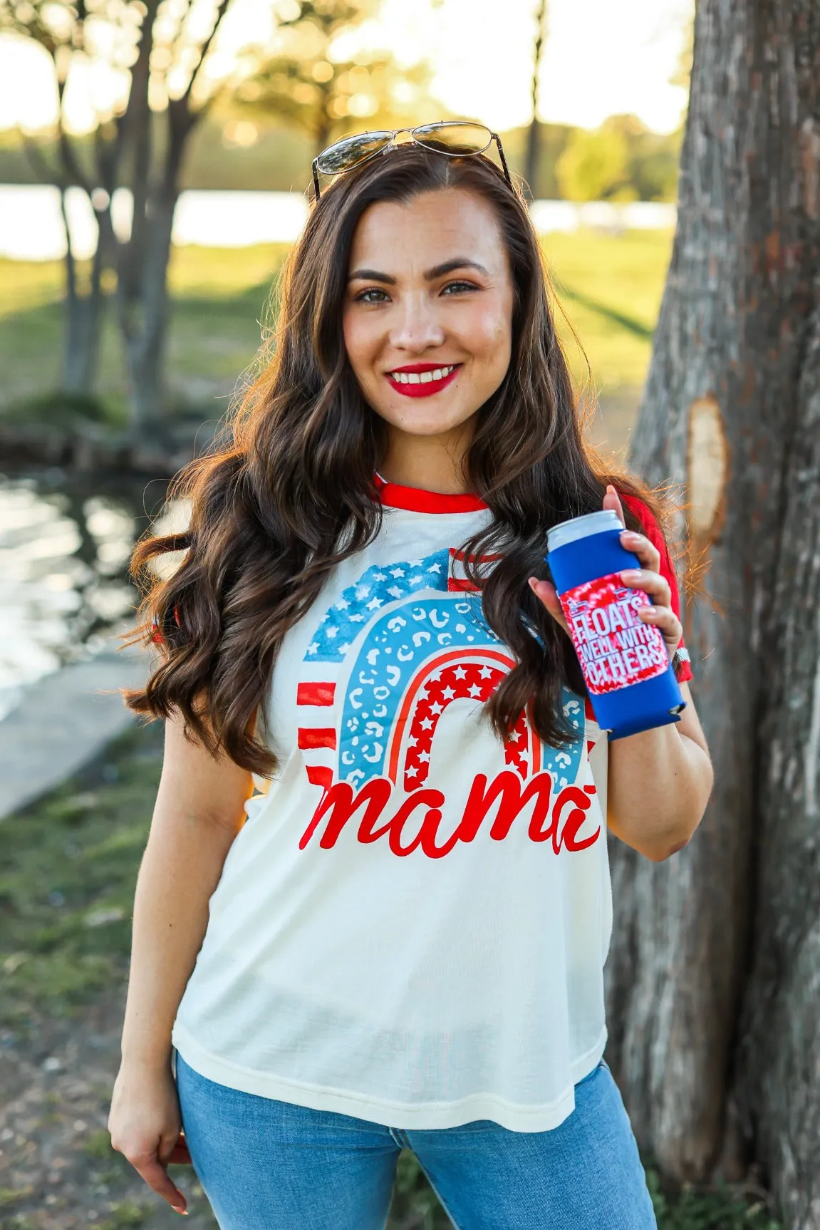 Mama Patriotic Rainbow Tee