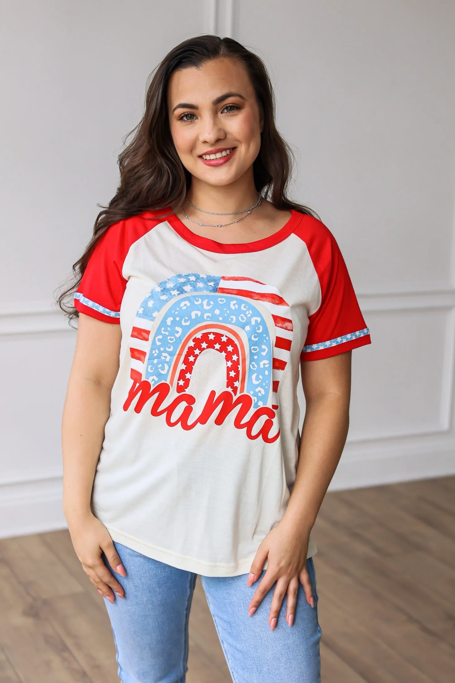 Mama Patriotic Rainbow Tee