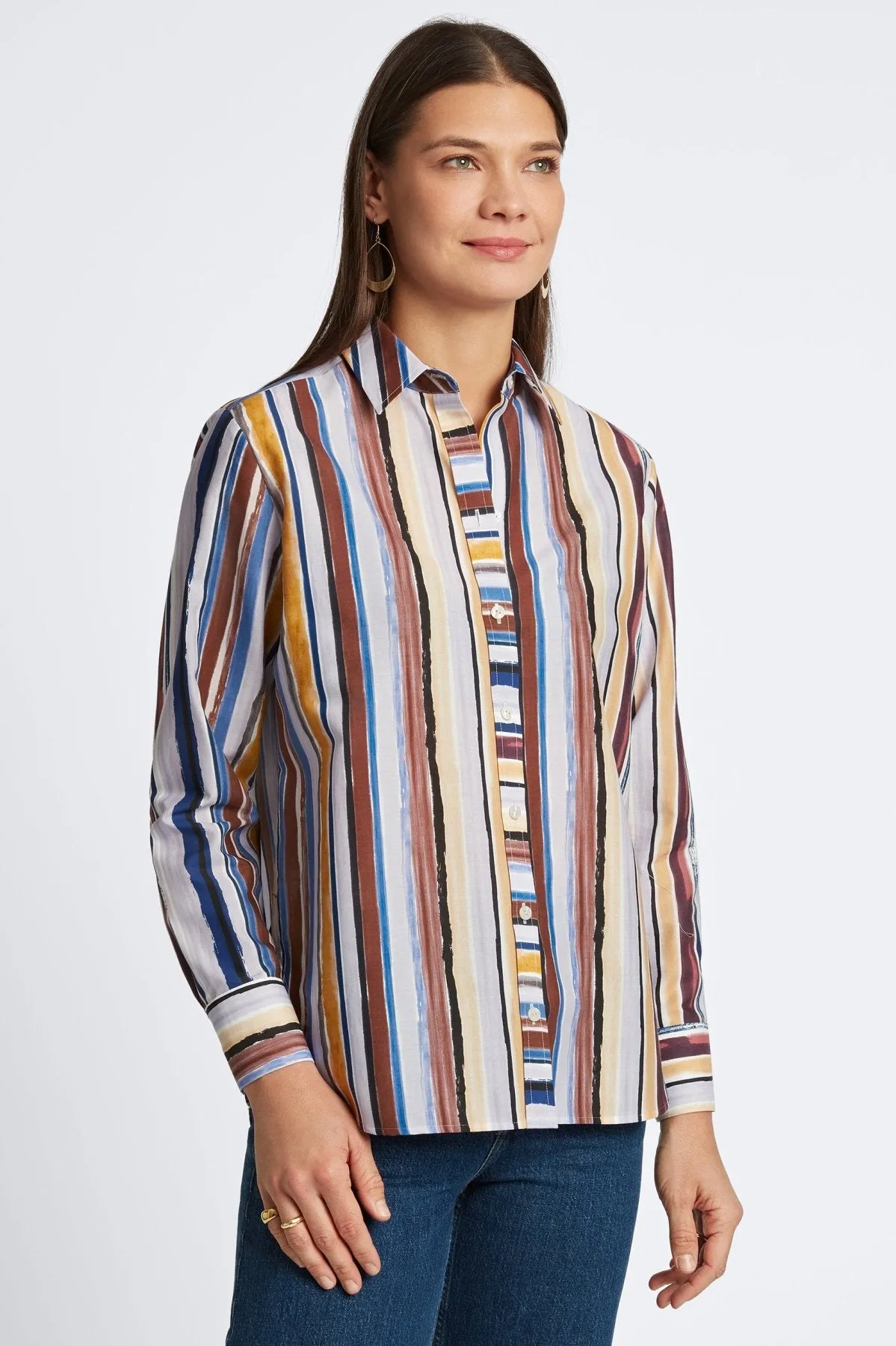 Meghan No Iron Watercolor Stripe Shirt