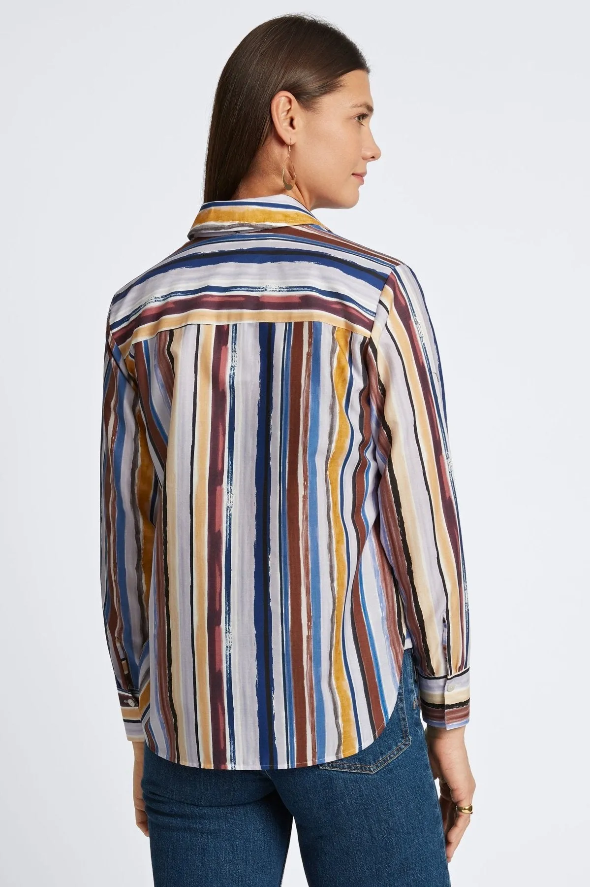 Meghan No Iron Watercolor Stripe Shirt