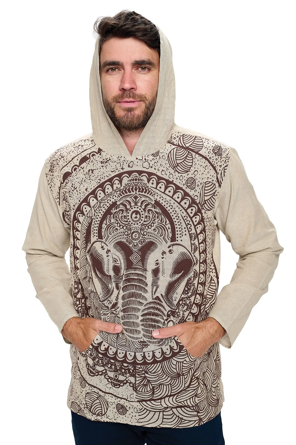 Men's Hooded T Shirt Ganesh Print