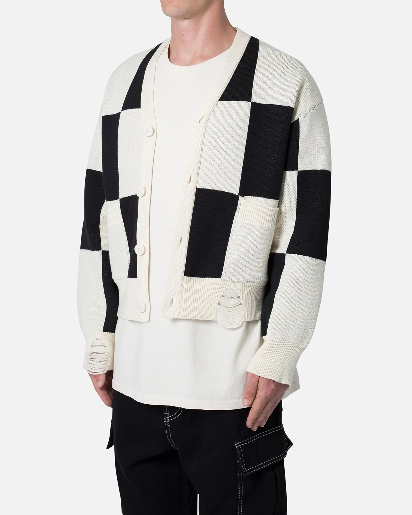 MNML Checkered Cardigan Sweater Black/White