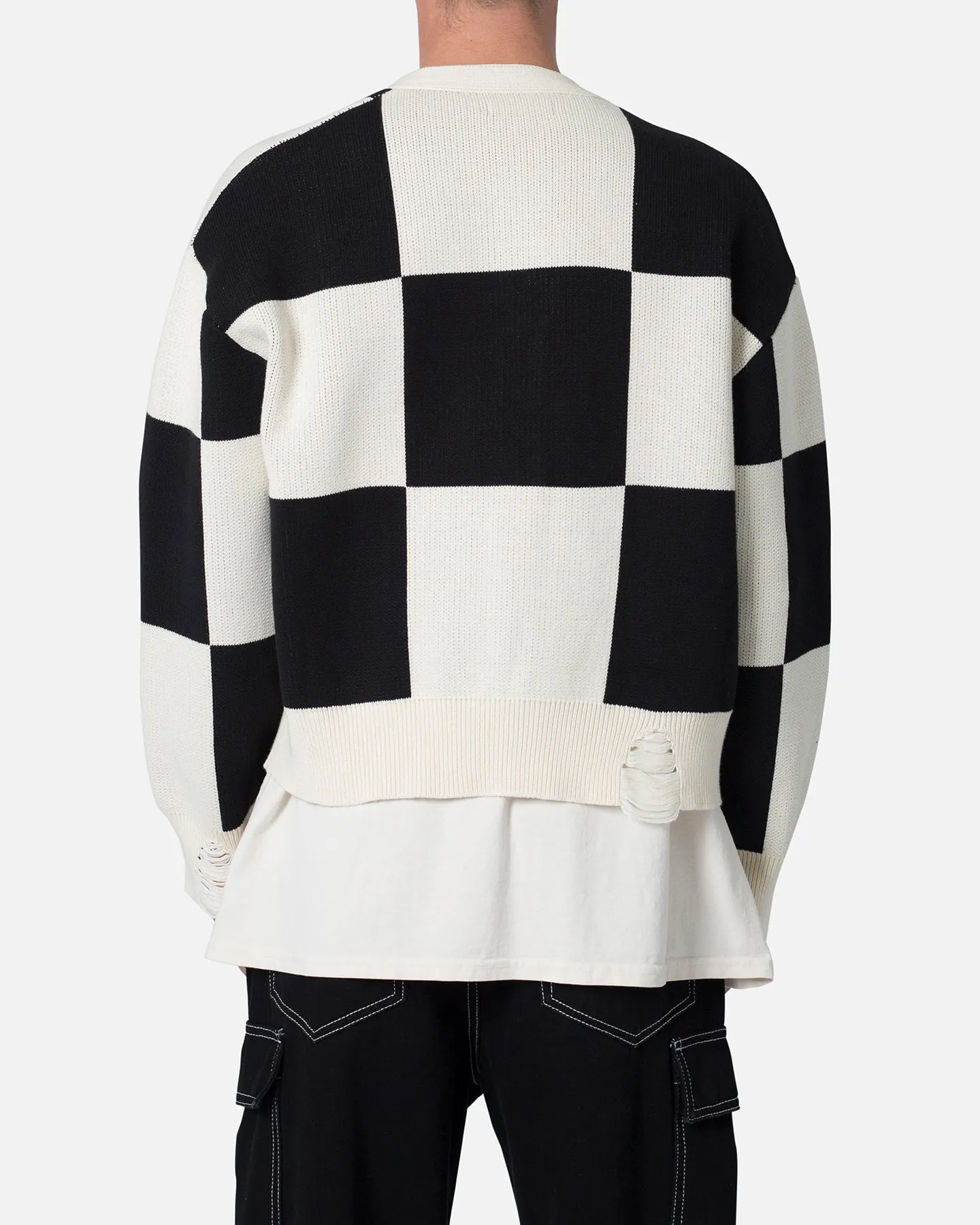 MNML Checkered Cardigan Sweater Black/White