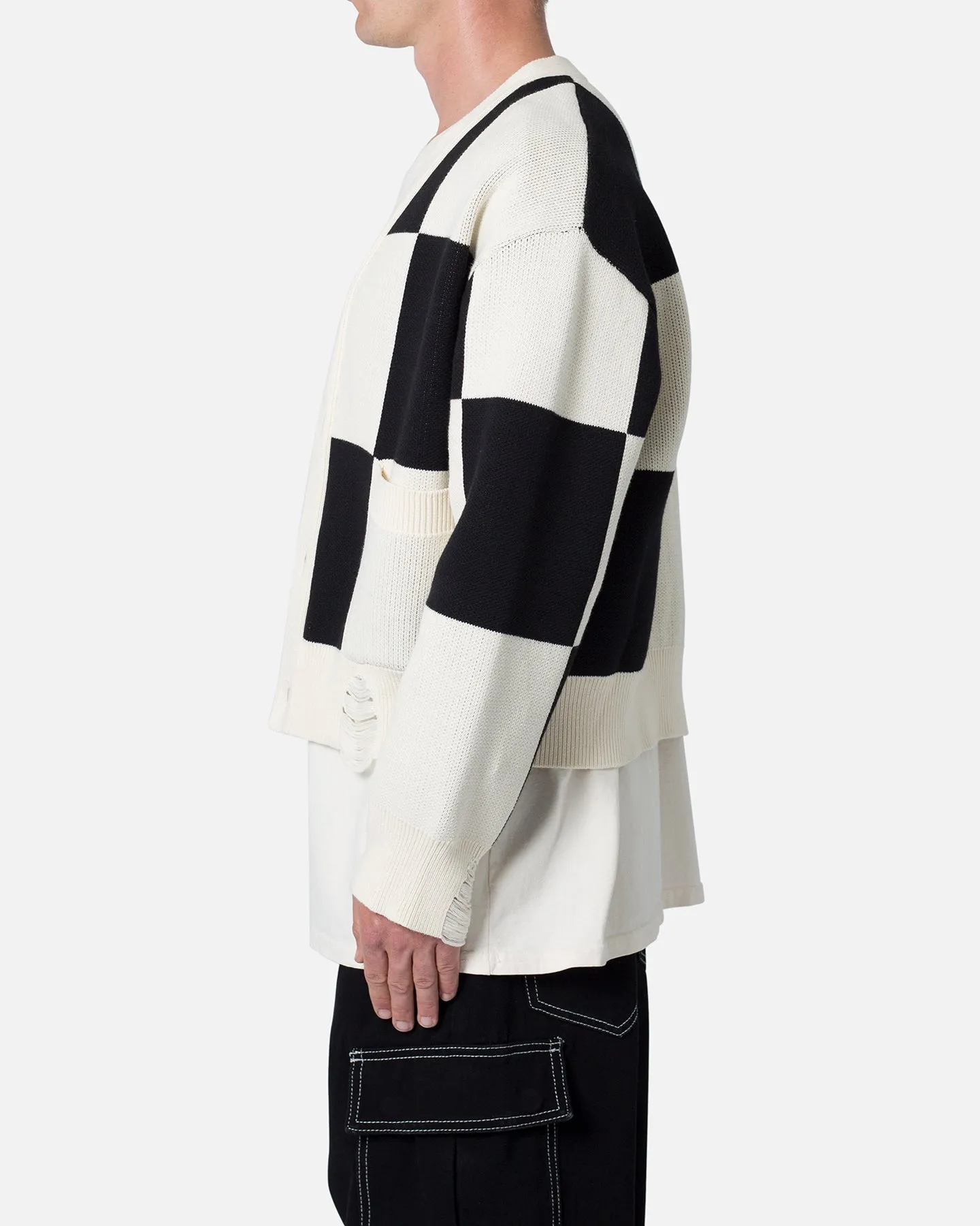 MNML Checkered Cardigan Sweater Black/White