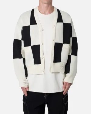 MNML Checkered Cardigan Sweater Black/White