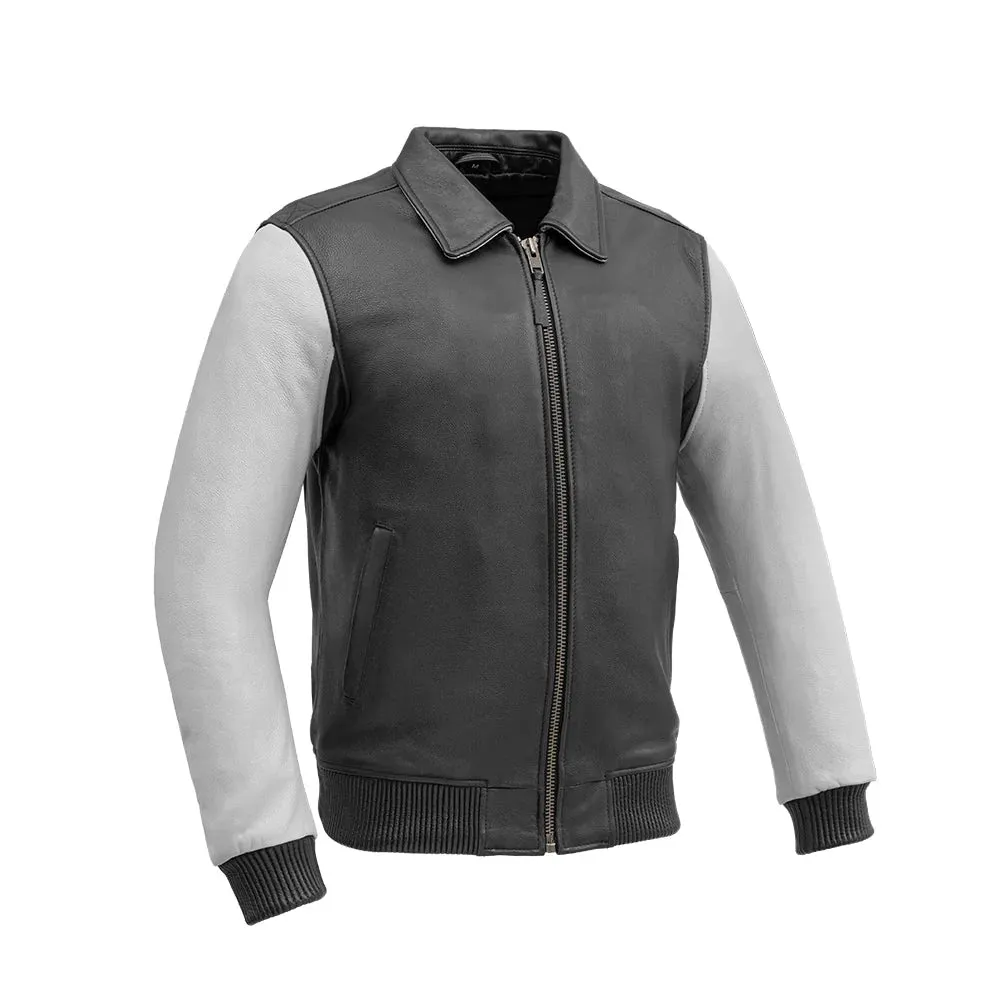 Moto Bomber Two Tone Men's Leather Jacket