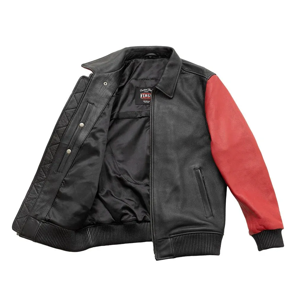 Moto Bomber Two Tone Men's Leather Jacket