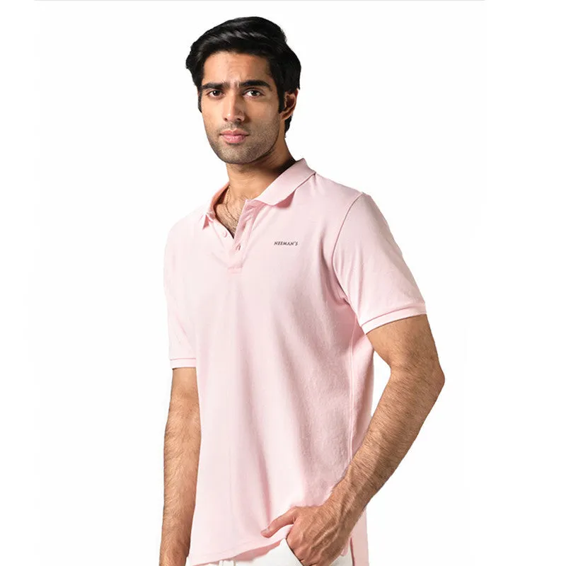 Neeman's Organic Cotton Polo T-Shirt for Men | Pink