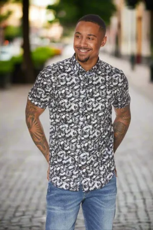 Oak Print Cotton Short Sleeve Shirt