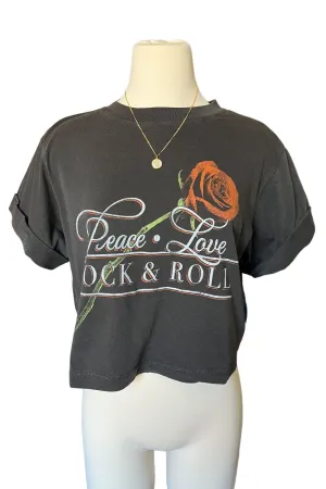 Peace Love Rock & Roll | Boxy Crop Tee | Girl Dangerous