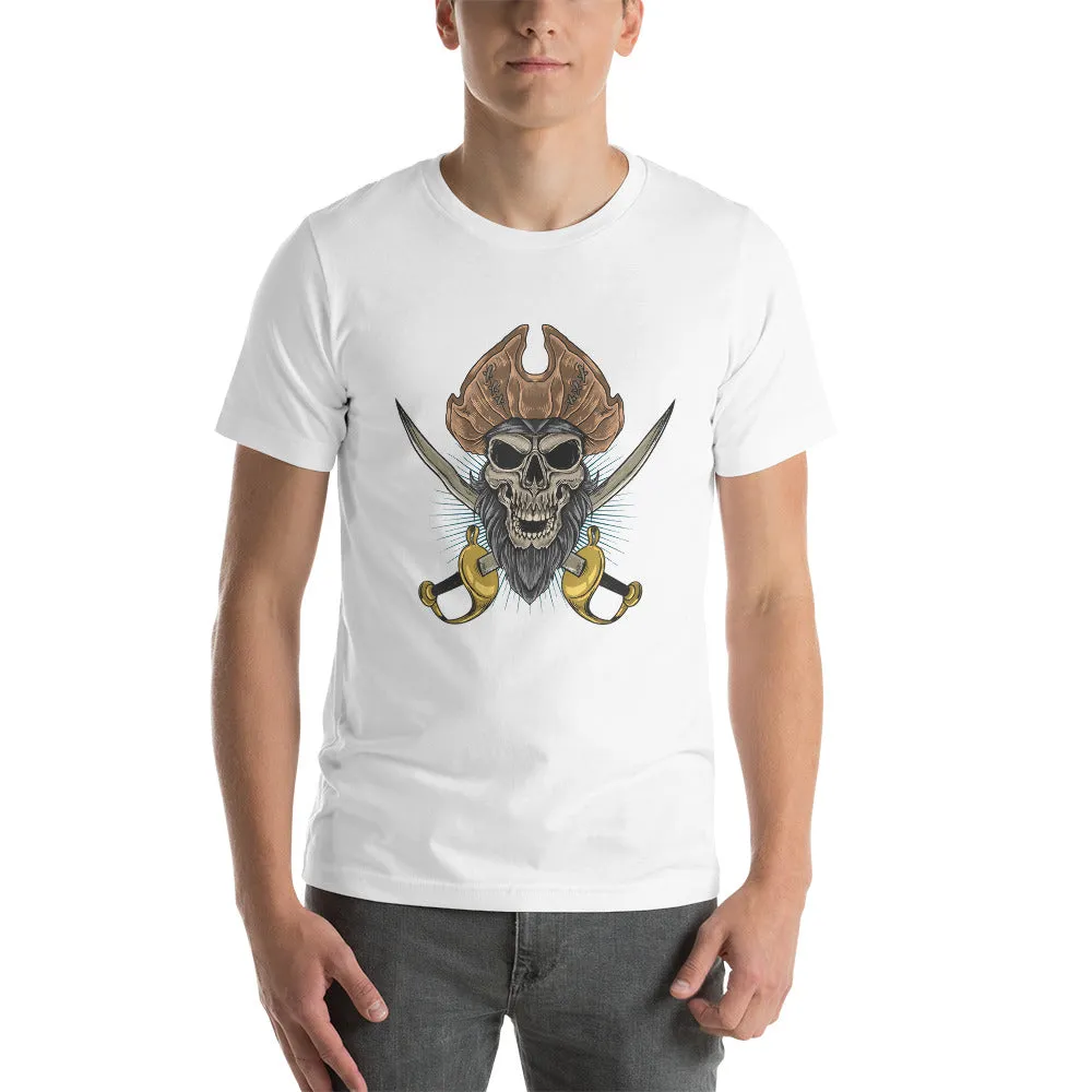 Pirate skull in front of crossed sabers  Short-Sleeve Men's T-Shirt